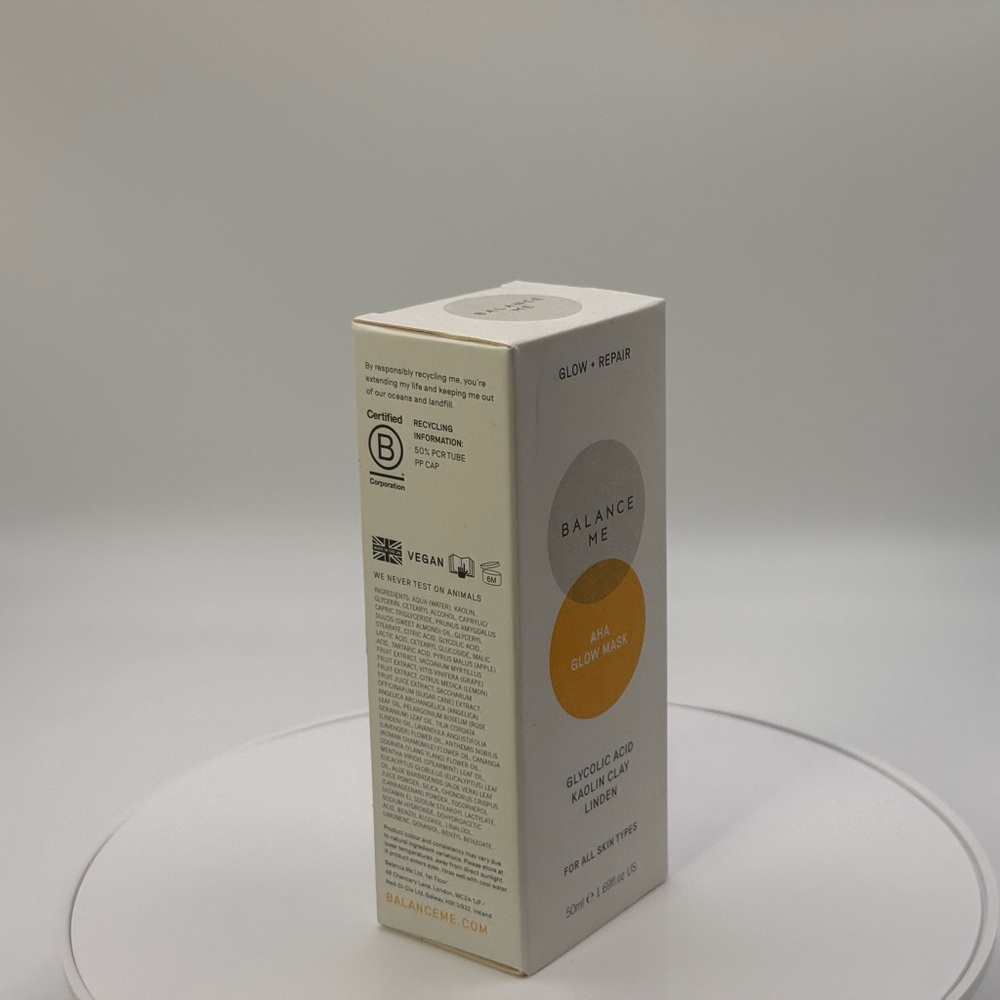 AHA Glow Mask Balance Me Glycolic Acic Kaolin Clay Linden 50ml - Picture 2 of 3